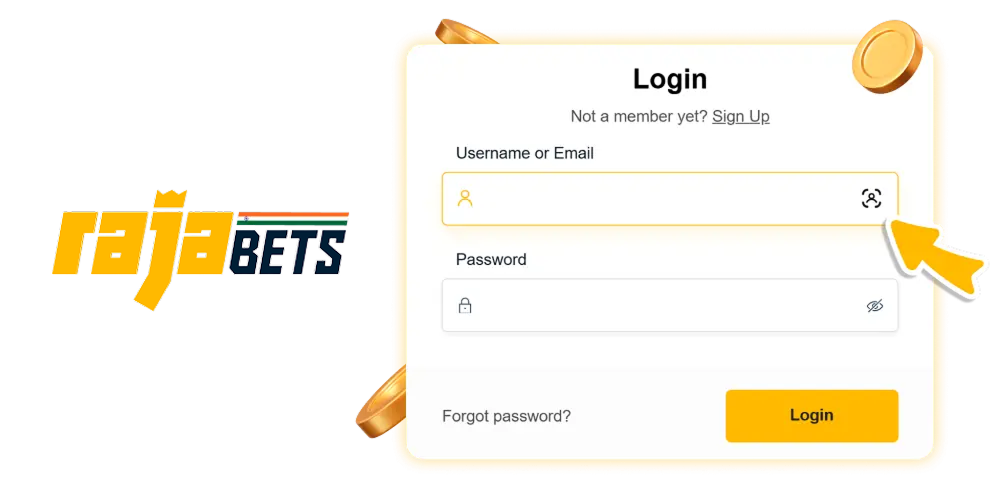 Instructions for players on logging into their Rajabets account in India